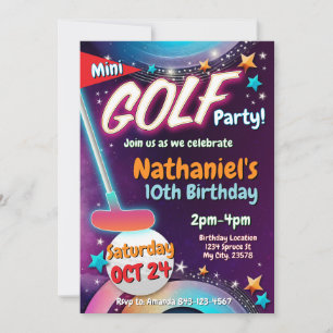 Mini Golf Verjaardag Uitnodiging   Kaart van de go