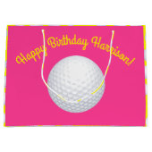 Mini Golf Verjaardagsfeestje Roze Groot Cadeauzakje (Voorkant)