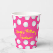 Mini Golf Verjaardagsfeestje Roze Papieren Bekers (Voorkant)
