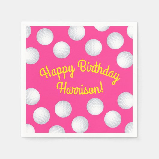 Mini Golf Verjaardagsfeestje Roze Servet (Voorkant)