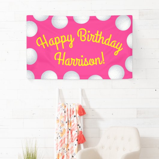 Mini Golf Verjaardagsfeestje Roze Spandoek (Insitu)