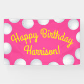 Mini Golf Verjaardagsfeestje Roze Spandoek (Horizontaal)