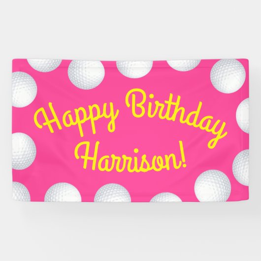 Mini Golf Verjaardagsfeestje Roze Spandoek (Horizontaal)