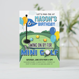 Mini Golf Verjaardagsuitnodiging, Putt Putt Verjaa Kaart