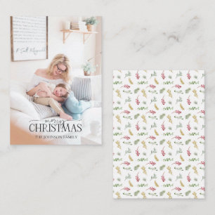 Mini Gouden Winter Groen Vrolijk Kerstfeest Foto Notitiekaartje