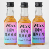 Mini, Gradient Rainbow Gelukkig Nieuwjaar (10) Likeurfles Etiket (Flessen)