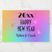 Mini, Gradient Rainbow Gelukkig Nieuwjaar (10) Likeurfles Etiket (Enkel label)