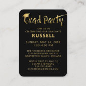Mini Graduation Party Foto Black Gold Uitnodiging Informatiekaartje (Achterkant)