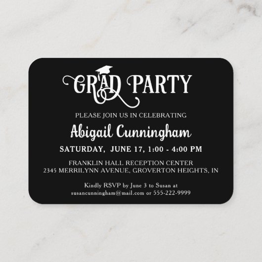 Mini Graduation Party Fotoklas Jaar Uitnodigen Informatiekaartje (Achterkant)