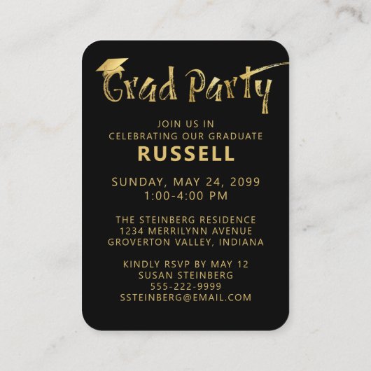 Mini Graduation Party Fotouitnodiging Kaart Visitekaartje (Achterkant)