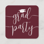 Mini Graduation Party Invitation Maroon Witte Kaar Informatiekaartje (Voorkant)