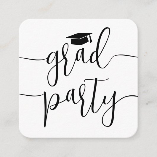 Mini Graduation Party Invitation Zwart Wit Kaart (Voorkant)