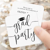Mini Graduation Party Invitation Zwart Wit Kaart