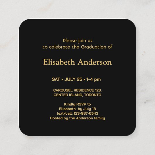 Mini Graduation Party Uitnodigingsklasse van 2025 Informatiekaartje (Achterkant)