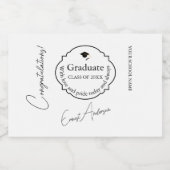 Mini Graduation Thank You White & Black Sparkling Wijnetiket (Enkel label)