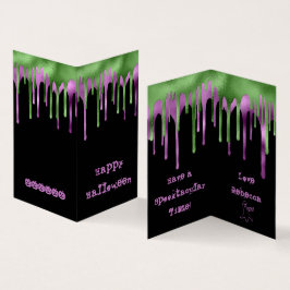 MINI Green Paars Slime Halloween Classroom Kaart Visitekaartje