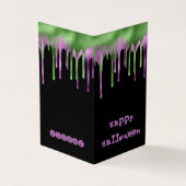 MINI Green Paars Slime Halloween Classroom Kaart Visitekaartje (Buitenkant)