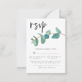 MINI-GROOTTE | Blauwe eucalyptusbladeren Weddensch Notitiekaartje (Voorkant)