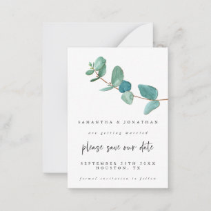 MINI-GROOTTE   Eucalyptus Wedding Save the Date Notitiekaartje