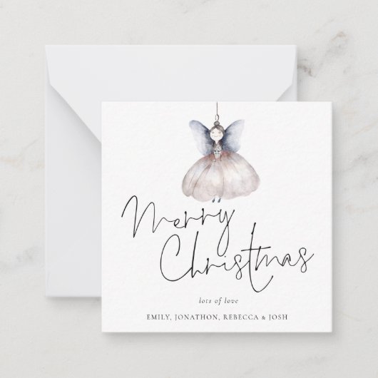 Mini-grootte | Fairy minimalist kerstkaart Notitiekaartje (Voorkant)