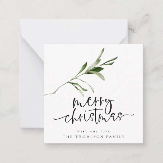 Mini-grootte | Foliage Merry kerstfeestdag Notitiekaartje (Voorkant)