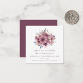 MINI-GROOTTE | Paarse Florals Weddenschap om de da Notitiekaartje (Voorkant / Achterkant in situ)
