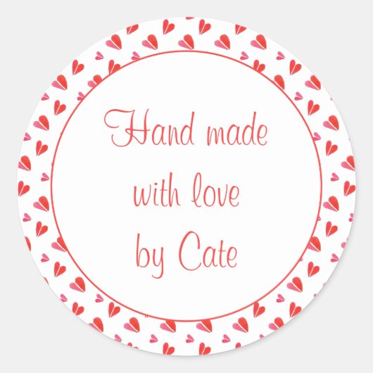 MINI HARTEN 1,5" Ronde "Hand gemaakte" Stickers (Voorkant)