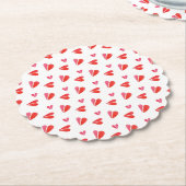 MINI HARTEN geschulpte ronde papieren Onderzetters (Gekanteld)