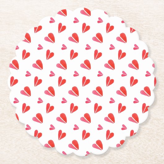 MINI HARTEN geschulpte ronde papieren Onderzetters (Voorkant)