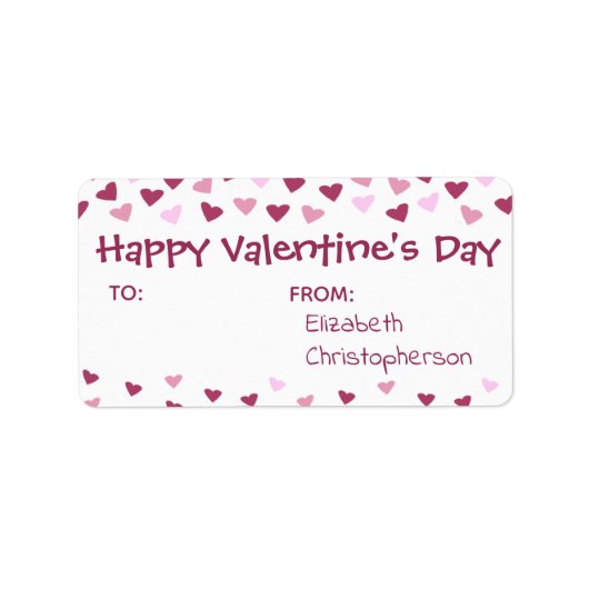 Mini harten naar van Valentijn Treat Etiket (Voorkant)