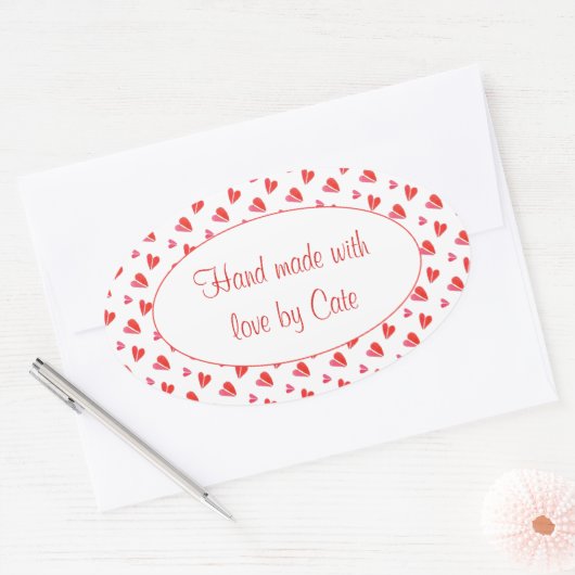 MINI HARTEN Ovale "Hand gemaakte" Stickers (Envelop)