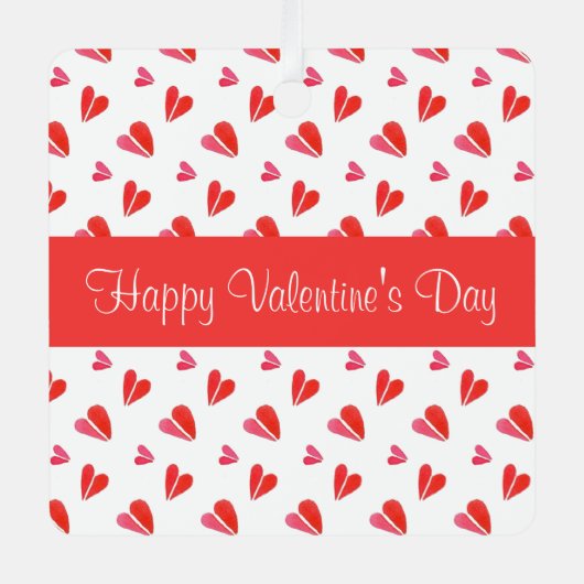 MINI HARTEN Valentijn Metalen Vierkant Ornament Ro (Voorkant)