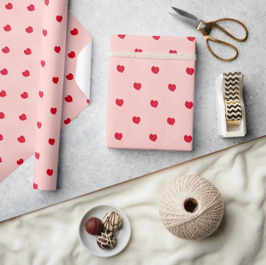 Mini Heart Design - Roze & Rood Cadeaupapier (Crafts)