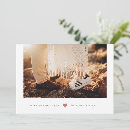 Mini Heart, gehuwde kerstfoto Feestdagenkaart (Staand voorkant)