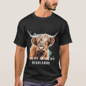 Mini Highland Koe Retro Kleuren Boerderijdieren Hu T-shirt (Voorkant)