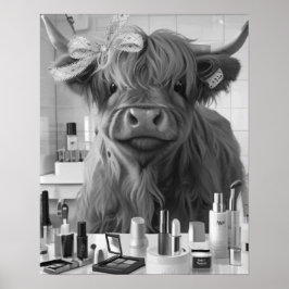 Mini Highland Koe Roze Lint & Beauty Producten Poster