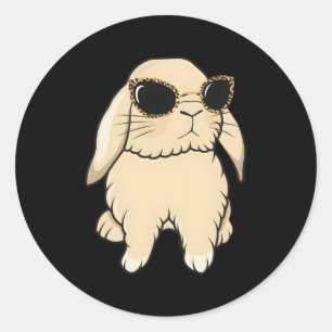 Mini Holland Lop Konijnenkonijn Luipaard Bril Ronde Sticker