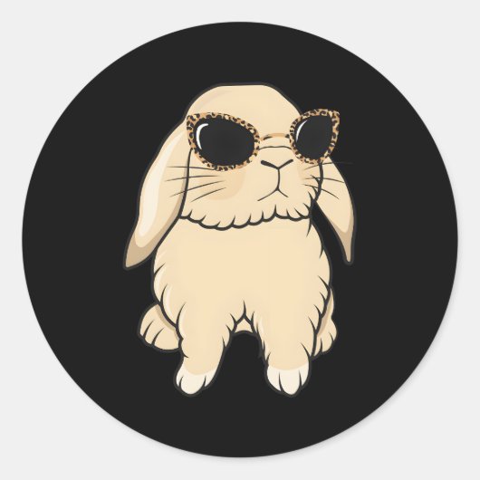 Mini Holland Lop Konijnenkonijn Luipaard Bril Ronde Sticker (Voorkant)