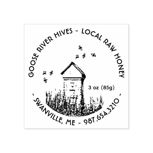 Mini Honey Label Rubber Stamp met Hive and Bees Rubberstempel (Afrduk)