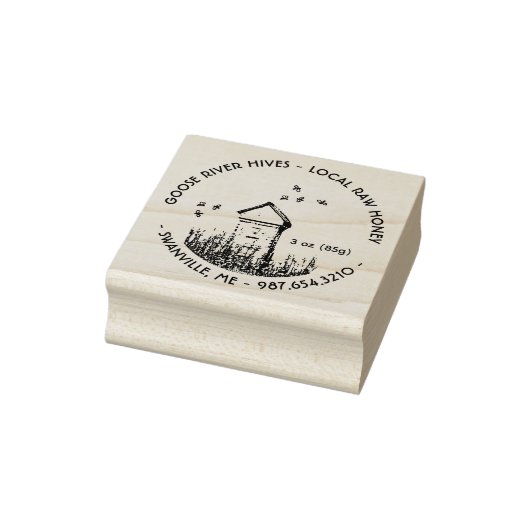 Mini Honey Label Rubber Stamp met Hive and Bees Rubberstempel (Stempel)