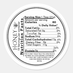 mini Honey Nutrition Facts Round Label French Bee