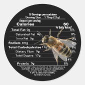 Mini Honingdeksel Zwarte Voeding Feit met bijen Ronde Sticker (Voorkant)