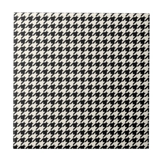 Mini Houndstooth Pattern Black en Cream Tegeltje (Voorkant)