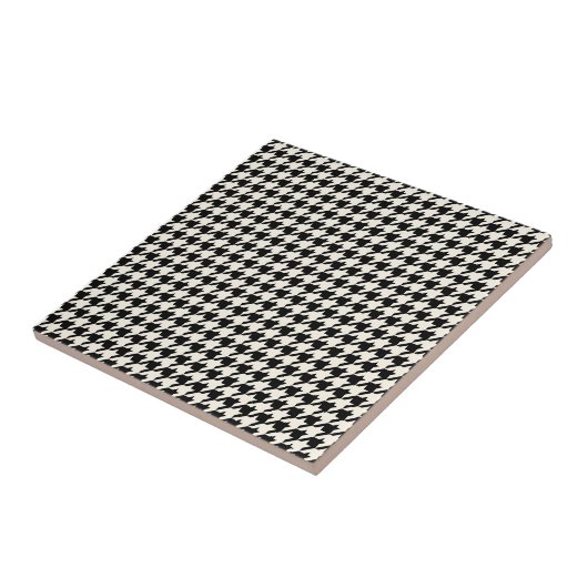 Mini Houndstooth Pattern Black en Cream Tegeltje (Zijkant)