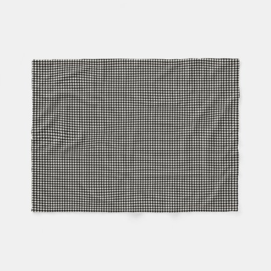 Mini Houndstooth Pattern Black en White Fleece Deken (Voorkant (Horizontaal))