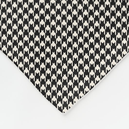 Mini Houndstooth Pattern Black en White Fleece Deken (Hoek)