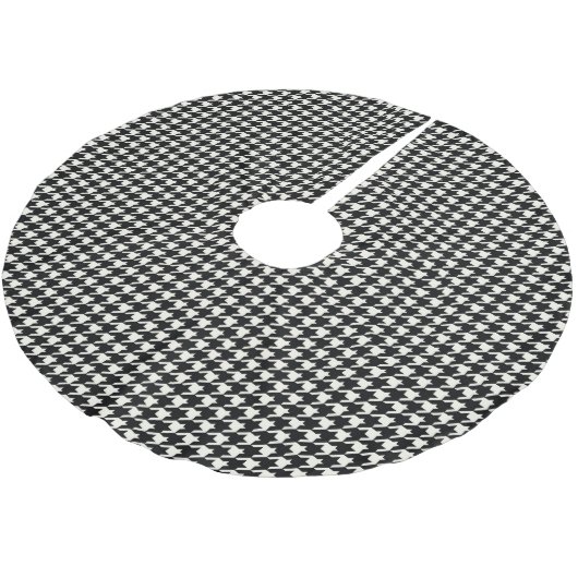 Mini Houndstooth Pattern Black en White Kerstboom Rok (Gekanteld)