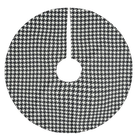 Mini Houndstooth Pattern Black en White Kerstboom Rok (Voorkant)