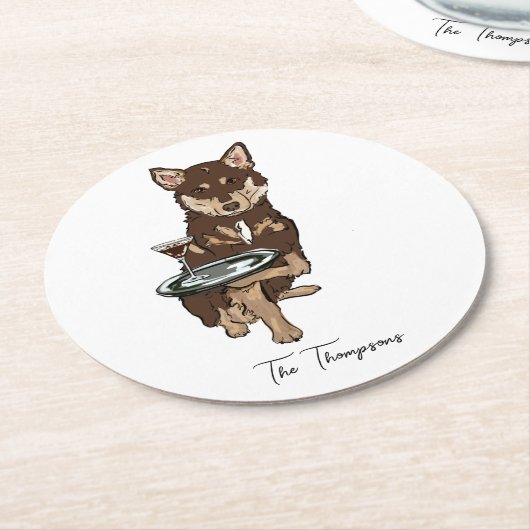 Mini Husky Wedding  Ronde Kartonnen Onderzetter (Gebogen)