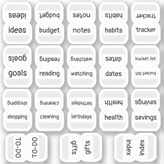Mini Index Tabs Bujo Functional Planner Labels (Voorkant)